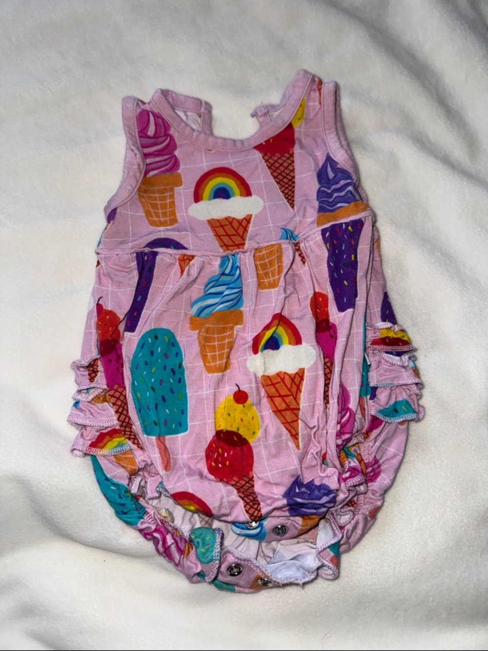 Little Sleepies Pink Ice Cream & Popsicle Bubble Romper 0/3 months
